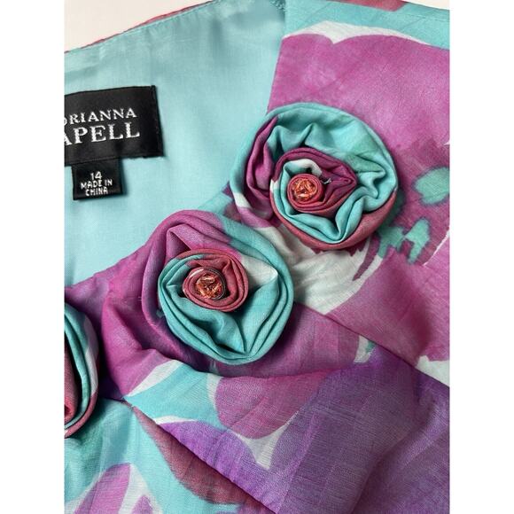 Adrianna Papell Teal and Purple Floral Midi Dress - Picture 3 of 11